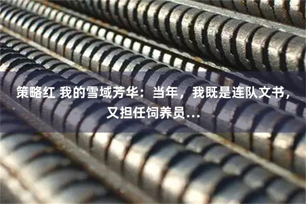 策略红 我的雪域芳华：当年，我既是连队文书，又担任饲养员…